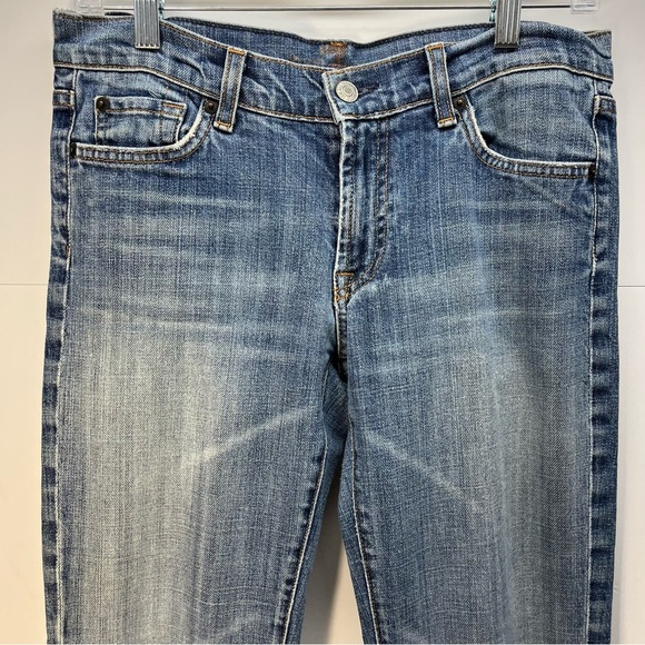 7 For All Mankind Jeans Womens Sz 29/31 Straight Leg Cotton Blend Denim Blue - Picture 2 of 6